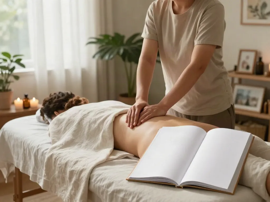 Relaxing home massage scene featuring 관악구출장안마 therapist and calm atmosphere