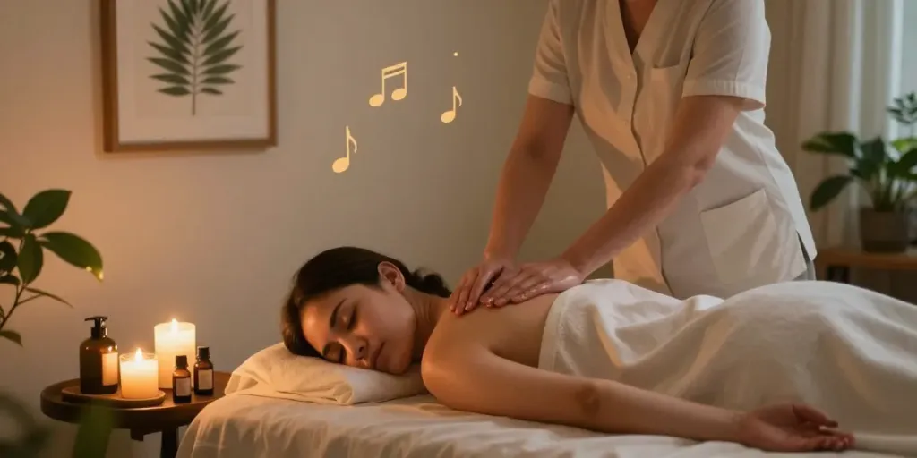 Relaxing 용인출장안마 massage therapy experience in a serene home setting.